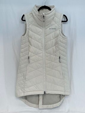 Columbia Long Vest Omni-Heat Lined Zip Puffer Cream Women’s Size Medium
